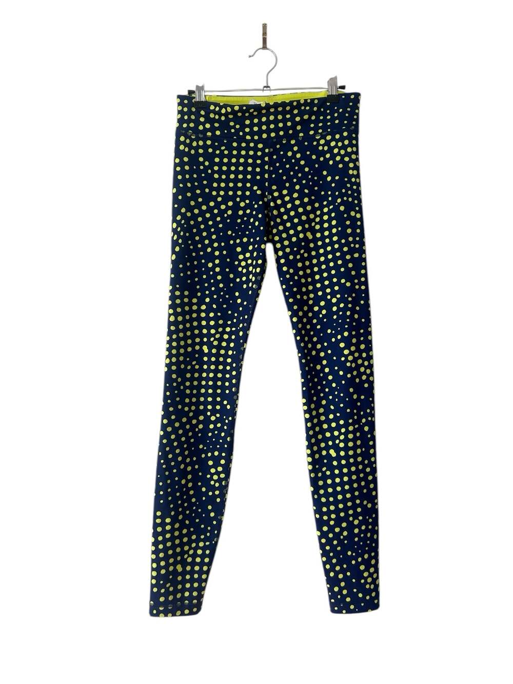 Under Armour AllSeasonGear Navy Blue & Neon Yellow Polka Dot Leggings Size Small